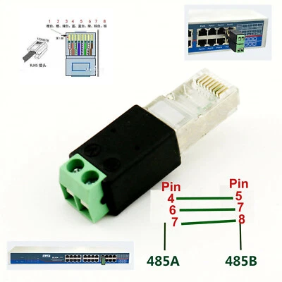 RJ45 Male to 485 2Pin 6 7P)(7 8P)(4 5P)Screw Terminal Adapter Connector CCTV DVR - Image 1 of 4