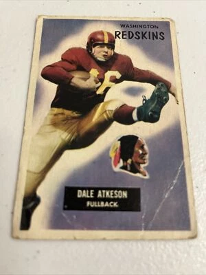 1955 Bowman Football Card Green Washington Redskins Dale Atkeson #129 - Image 1 of 4