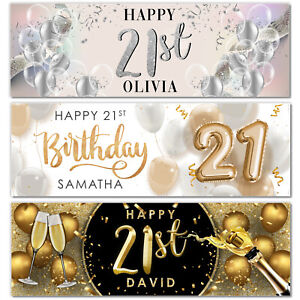 Personalised 21ST Happy Birthday Banner Party Supplies Decorations Banners