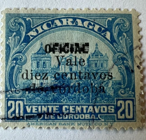 RARE 1919 NICARAGUA STAMP #389 DOUBLE OVERPRINT Cover