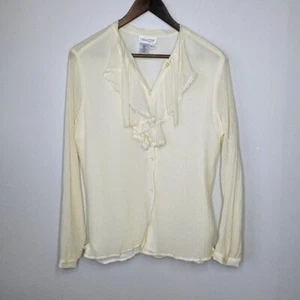 Coldwater Creek 100% Silk Ivory Bohemian Sheer Sleeve Victorian Top Size Large - Picture 1 of 14