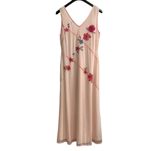 Blushe Impressions Maxi Dress Womens 14 Pink Mesh Layered Floral Y2K 90s Fairy - Picture 1 of 9