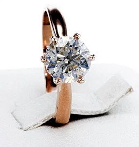 Anillo de compromiso con 1,53 ct. Diamante H-I - SI3 - 14K oro rosa - certificado GWLAB - Imagen 1 de 5