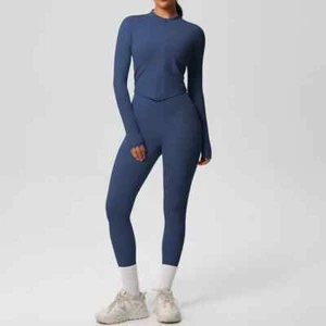 2tlg Yoga Anzug Damen Gym Set Sport Set Frauen Trainingsanzug Laufen Reißverschluss Workout - Bild 1 von 74