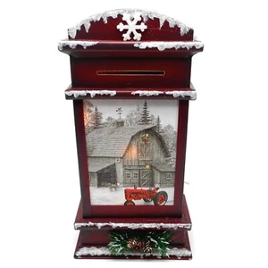 Stony Creek Decorative Lighted Glass Winter Farm Red Tractor 13" Mail Box MTT81B - Picture 1 of 7