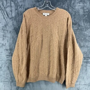 John W. Nordstrom Men's 100% Cashmere Cable-Knit Crewneck Sweater Tan Large - Picture 1 of 13
