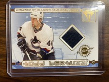 2002 PACIFIC TITANIUM DOUBLE SIDED GAME WORN JERSEY BERTUZZI & MORRISON CANUCKS