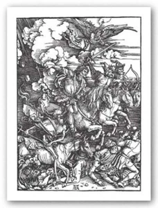 Quattro Cavalieri dell'Apocalisse di Albrecht Durer immagine dimensioni 25 1/8" x 18" - Foto 1 di 1