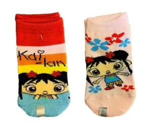 Ni Hao Kai-lan 2 Sock Set ~ Size 2T-4T (Multicolored Stripes, Pink with Flowers) - Picture 1 of 3