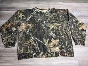 Vintage Sweatshirt Mens Sz L Camo Mossy Oak Breakup Faded Distressed Y2K Grunge - Picture 1 of 10