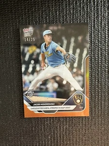 Jacob Misiorowski Debut Brewers 2025 MLB Topps AHORA Tarjeta 291 Lámina Naranja 14/25 - Imagen 1 de 2