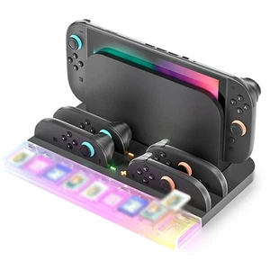 For NS2 Dock for 4 Controllers and 9 Game Cartridges with LED Indicators - Zdjęcie 1 z 12