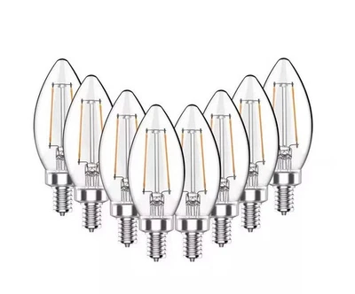 40W Equivalent B11 Vintage Edison LED Bulb, Clear Glass, Soft White 2700K 8-Pack - Image 1 of 3