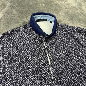 Greyson Polo Shirt Mens Small Purple White Geometric Pattern Stretch Golf Wolf - Picture 1 of 11