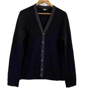 Vintage Express Men’s M Wool Cardigan Sweater Black Grandpa Core Preppy - Picture 1 of 6