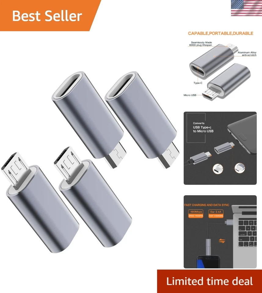 Adaptador USB C a Micro USB paquete de 4 grises Foto 1 de 4