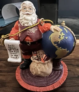Virginia Tech Hokies Nice List Santa Claus Ornament 2007 Memory Company Ornament - Picture 1 of 7