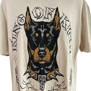 T-shirt uomo Left Point Dark Future Doberman strass taglia extra large urbana - Foto 1 di 12