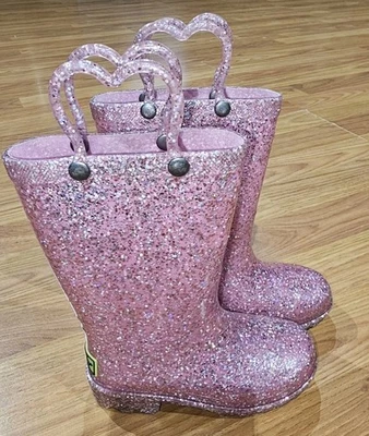 Western Chief Toddler Girls Abby Glitter RainBoots Pink 7 Light Up Shimmer - Image 1 of 4