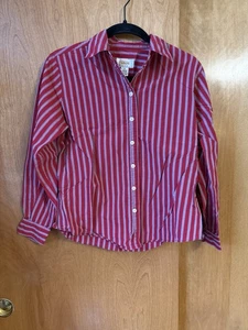 Camicia vintage Talbots Petites taglia 6 manica lunga rossa a righe con bottoni  - Foto 1 di 6