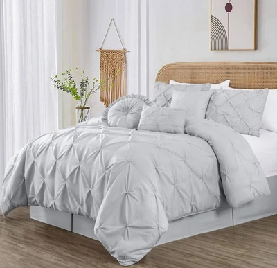Chezmoi Collection Sydney 7-Piece Pinch Pleat Microfiber Comforter Bedding Set - Image 1 of 4