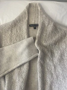 Damen Eileen Fisher 100 % Wolle Haferflocken offen gerippt Langarm Pullover-Größe Lrg - Bild 1 von 10