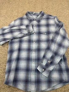 Criquet Western Hemd Large blau kariert Langarm Perlen Druckknopf Flanell mittelschwer - Bild 1 von 11