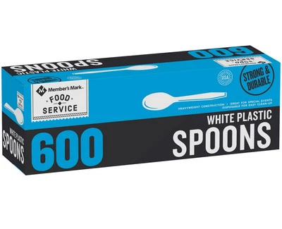 Cucharas de plástico blancas pesadas Member's Mark, 600 ct. Foto 1 de 4