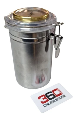 Vorratsdose Kaffeebohnenbehälter Edelstahl Luftdicht Silikonring mit Hygrometer - Bild 1 von 2