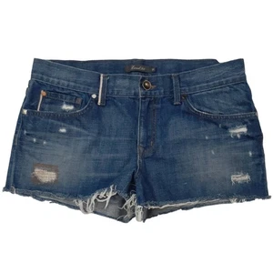 Pantaloncini jeans donna Level 99 taglia 29 blu denim effetto invecchiato taglio 9,5" altezza - Foto 1 di 5