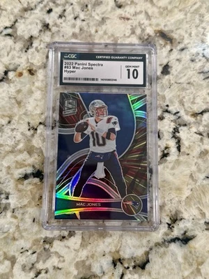 2022 Spectra Mac Jones Hyper /75 SP CGC 10 Gem Patriots NFL - Image 1 of 2