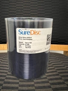 100 Suredisc Professioanl  DVD-R 16X Silver Thermal Thermal Print - Picture 1 of 1