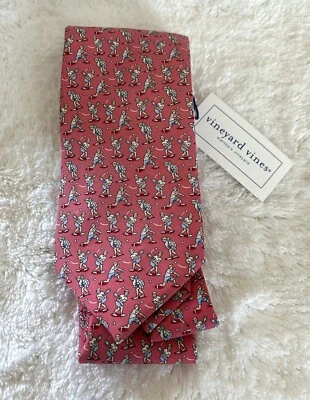 NWT $85 Vineyard Vines 100% Silk Pink Racquet Ball Sports Neck Tie - Image 1 of 4