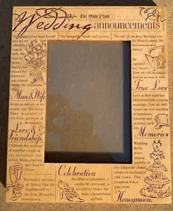 LaserCraft 5" x 7" Engraved Wedding Photo / Picture Frame Vintage Hard Wood - Picture 1 of 2