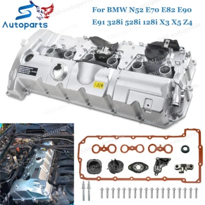 Cubierta de válvula de aluminio para BMW N52 E70 E82 E90 E91 328i 528i 128i X3 11127552281 Foto 1 de 4