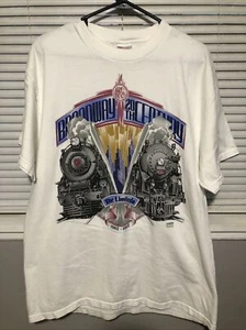 Vintage Broadway 20th Century Freight Train Graphic Tee - Hanes Beefy Mens L - Picture 1 of 6