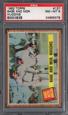 1962 Topps #137 BABE RUTH AND MGR. HUGGINS PSA 8 NM/MT New York YANKEES - Image 1 of 2