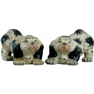 "NUEVAS FIGURAS DE PERROS SPANIELS NEGROS RECLINADOS CERÁMICA 14"" x 8"" - Imagen 1 de 1