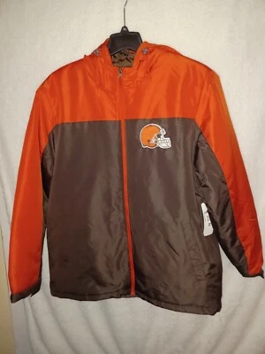NFL Cleveland Browns Puffer Chaqueta Cremallera Completa Para Hombre Naranja Marrón M L XL XXL (ATT) Foto 1 de 4