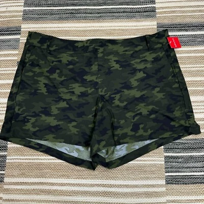 Pantalones Cortos Spanx Para Mujer Sol 6" Elastizados Cómodos Pull On Verde Camuflaje Talla 3X Foto 1 de 4