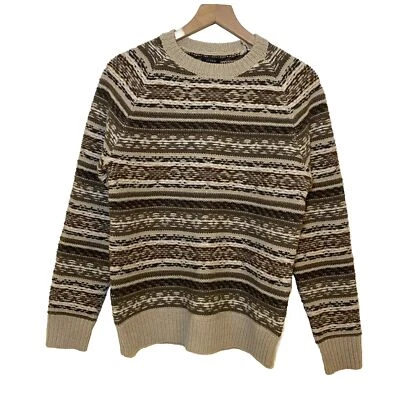 J.Crew Lambswool Fair Isle Crew Neck Sweated Beige Men's Sweater sz Small - Image 1 of 4