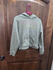 Old Navy "Positive Vibes" Hoodie Size XL 14-16 Oversized Happy Sun Graphic - Picture 1 of 5