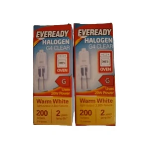 2X Eveready G4 20W Watt 12V OVEN Dimmable Halogen Capsule Oven Wax Burner Bulbs - Picture 1 of 4