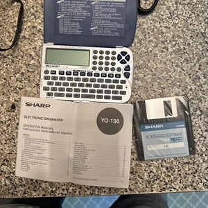 Vintage SHARP YO-190P MEMO MASTER ORGANIZER PDA RARE w/ Operation Manual (147) - Zdjęcie 1 z 8