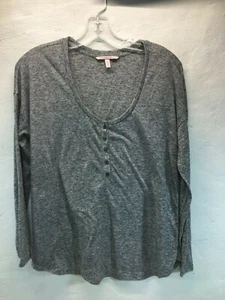 Victorias Secret Henley Scoop Neck Long Sleeve Pajama Top Grey S Small - Picture 1 of 4