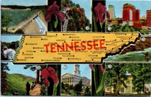 TN Postcard Tenn Map Large Letter Multi-View Cities Tennessee Views Unposted - Picture 1 of 2