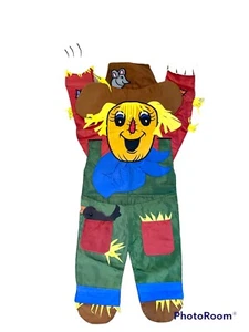 Large Scarecrow House Flag Thanksgiving Fall VTG Appliqué 3D 90s Nylon Halloween - Picture 1 of 1