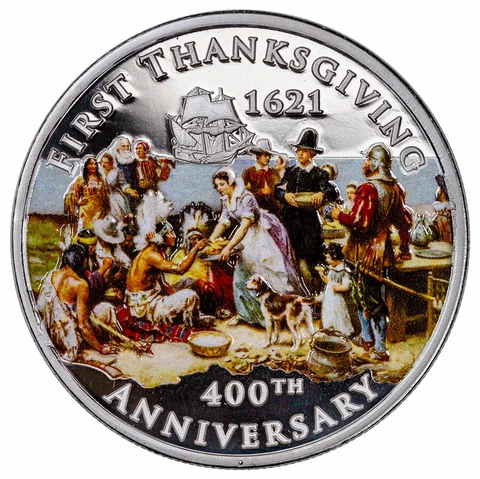 2021 Mesa Grande First Thanksgiving 1 oz Silver $2 Coin Colorized Proof SKU66513 Cover