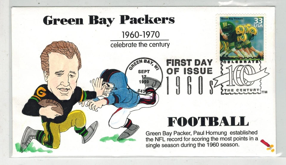 DYNAMITE HANDPAINTED / TINTED CELEBRATE CENTURY 1960s FOOTBALL GREEN BAY PACKERS - Image 1 of 1