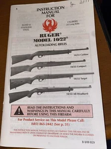 Ruger 10/22 Autoloading Rifles INSTRUCTION MANUAL PM058 B 8/09 R 19 - Picture 1 of 4